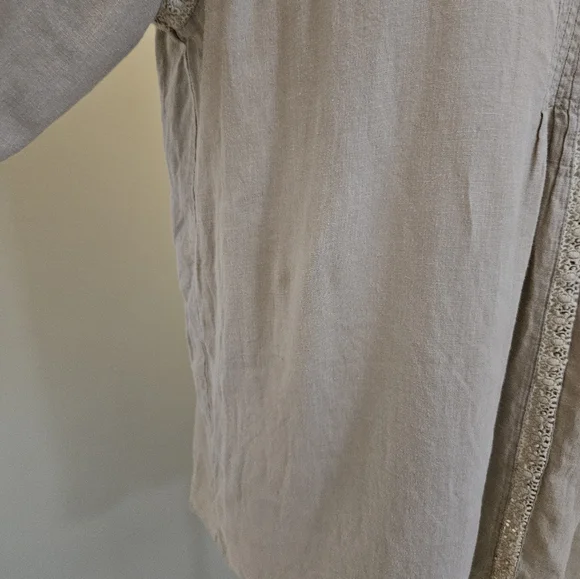 J. Jill Taupe Shirt with Lace Trim Women's Size Large L - Picture 8 of 13